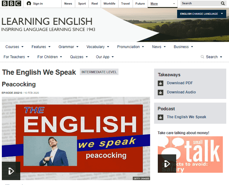 BBC recource to learn English